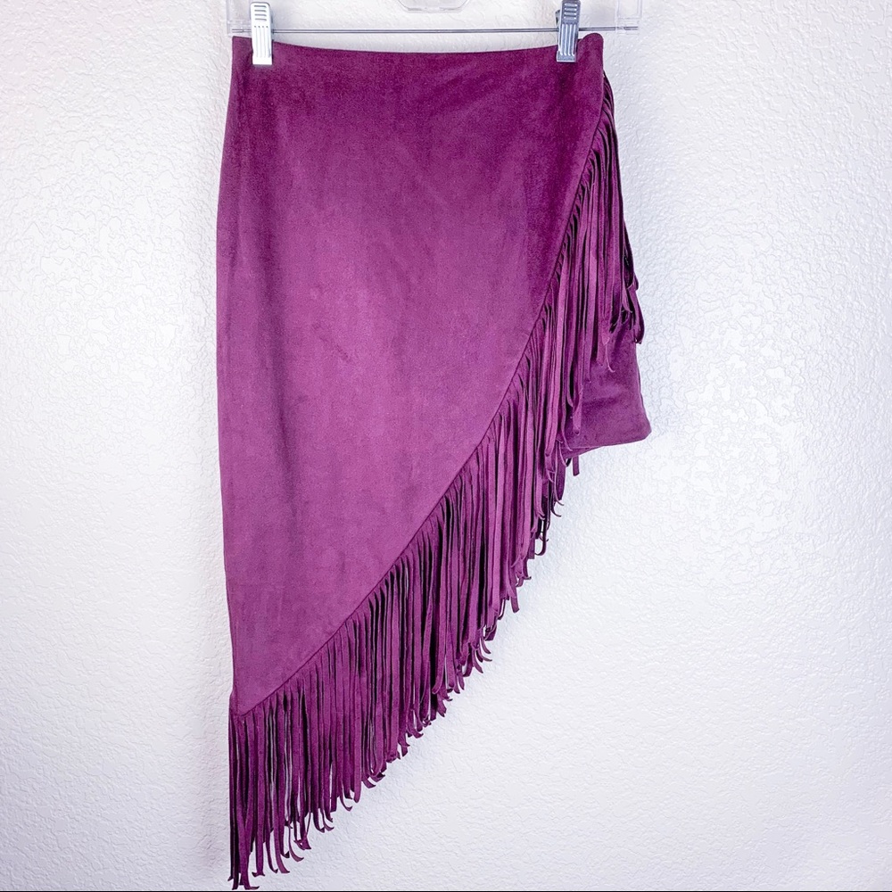 Express Burgundy Asymmetrical Fringe Size 0